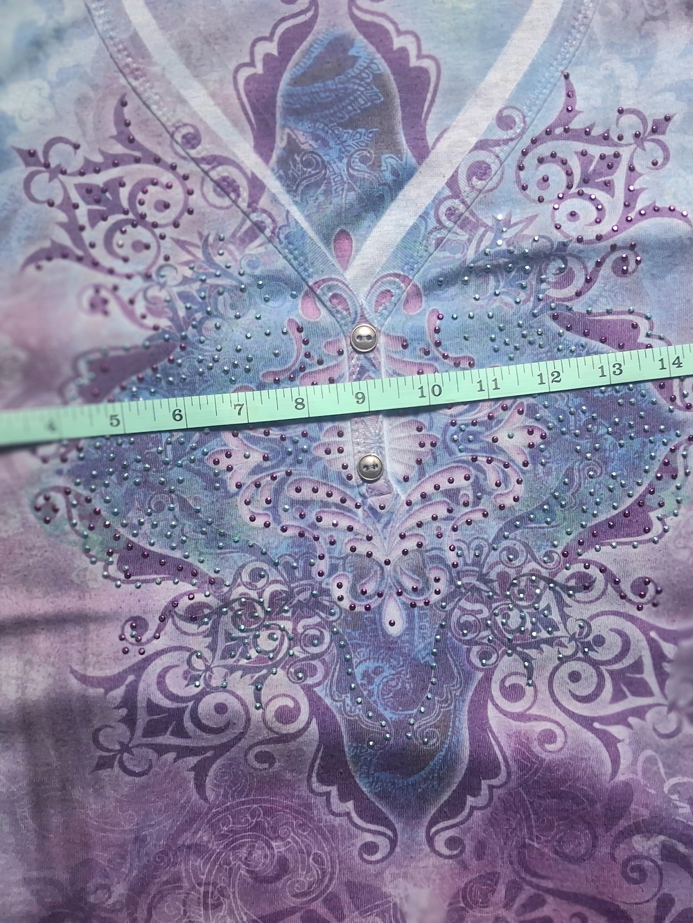 Apt. 9 Lavender to Indigo Ombre V-Neck Embellished Women's Top - Picture 5 of 6
